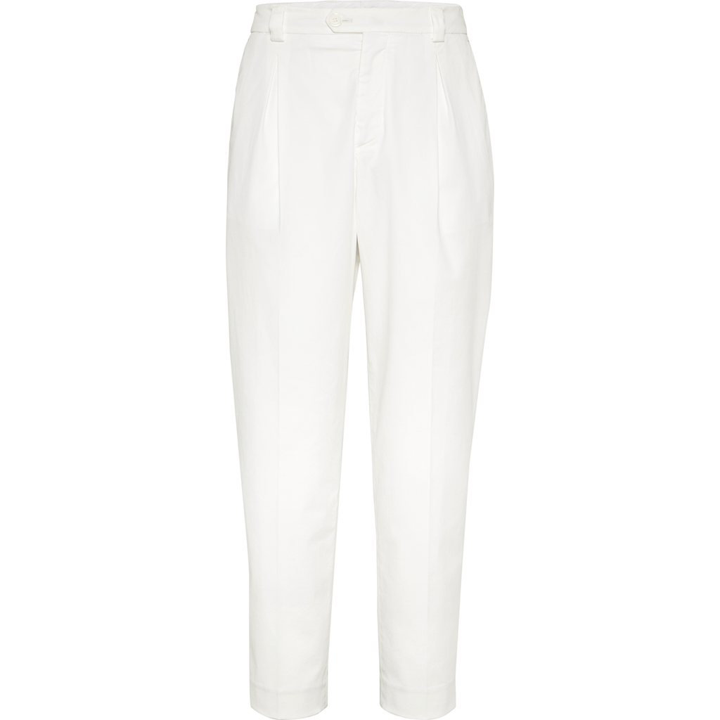 Brunello Cucinelli Comfort Gabardine Trousers In White