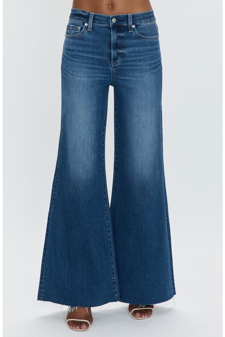 Izzy High Waist Raw Hem Wide Leg Flare Jeans, Main, color, STUDY