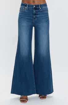 Pistola Izzy High Waist Raw Hem Wide Leg Flare Jeans