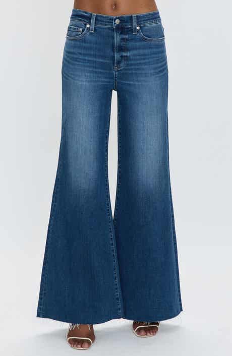 Pistola Izzy High Waist Raw Hem Wide Leg Flare Jeans