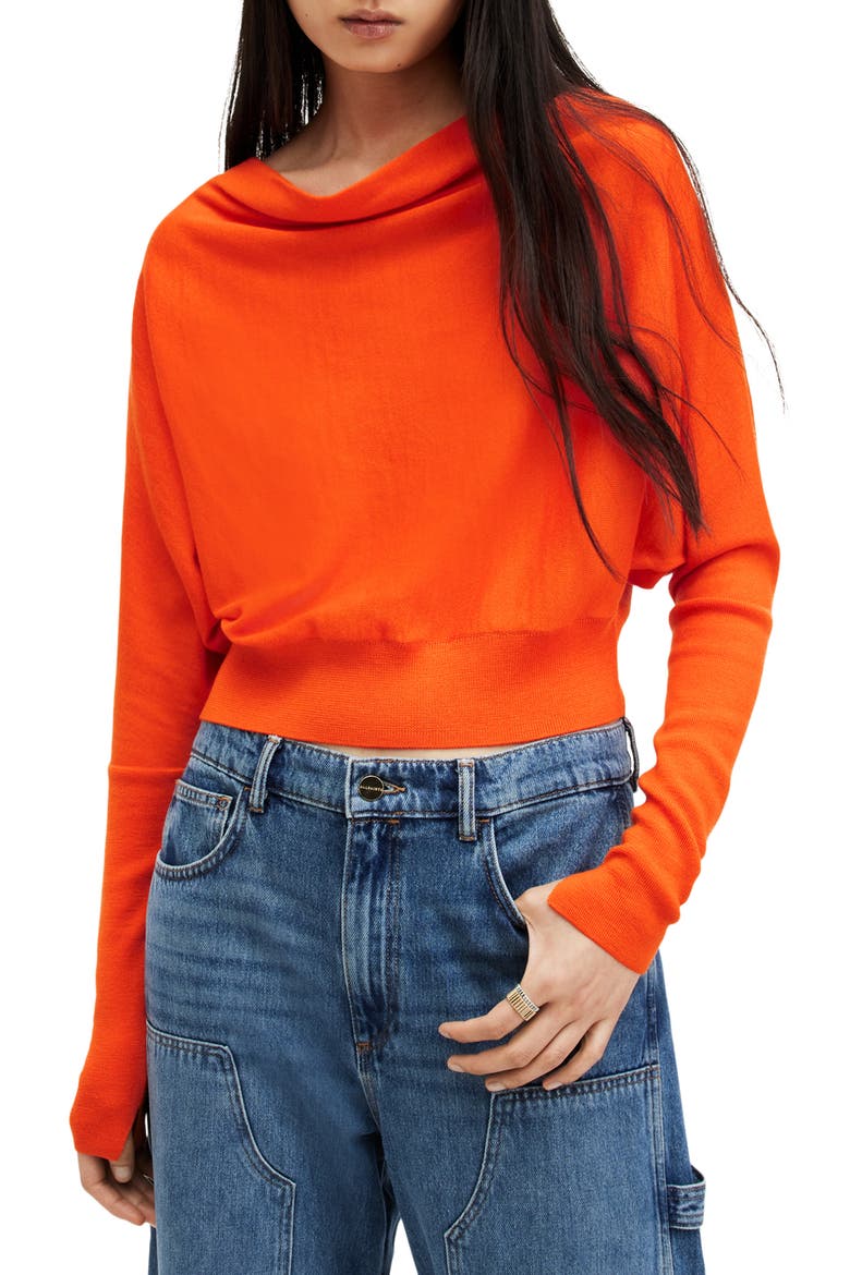 Ridley Merino Wool Cowl Neck Sweater, Main, color, ZESTY ORANGE