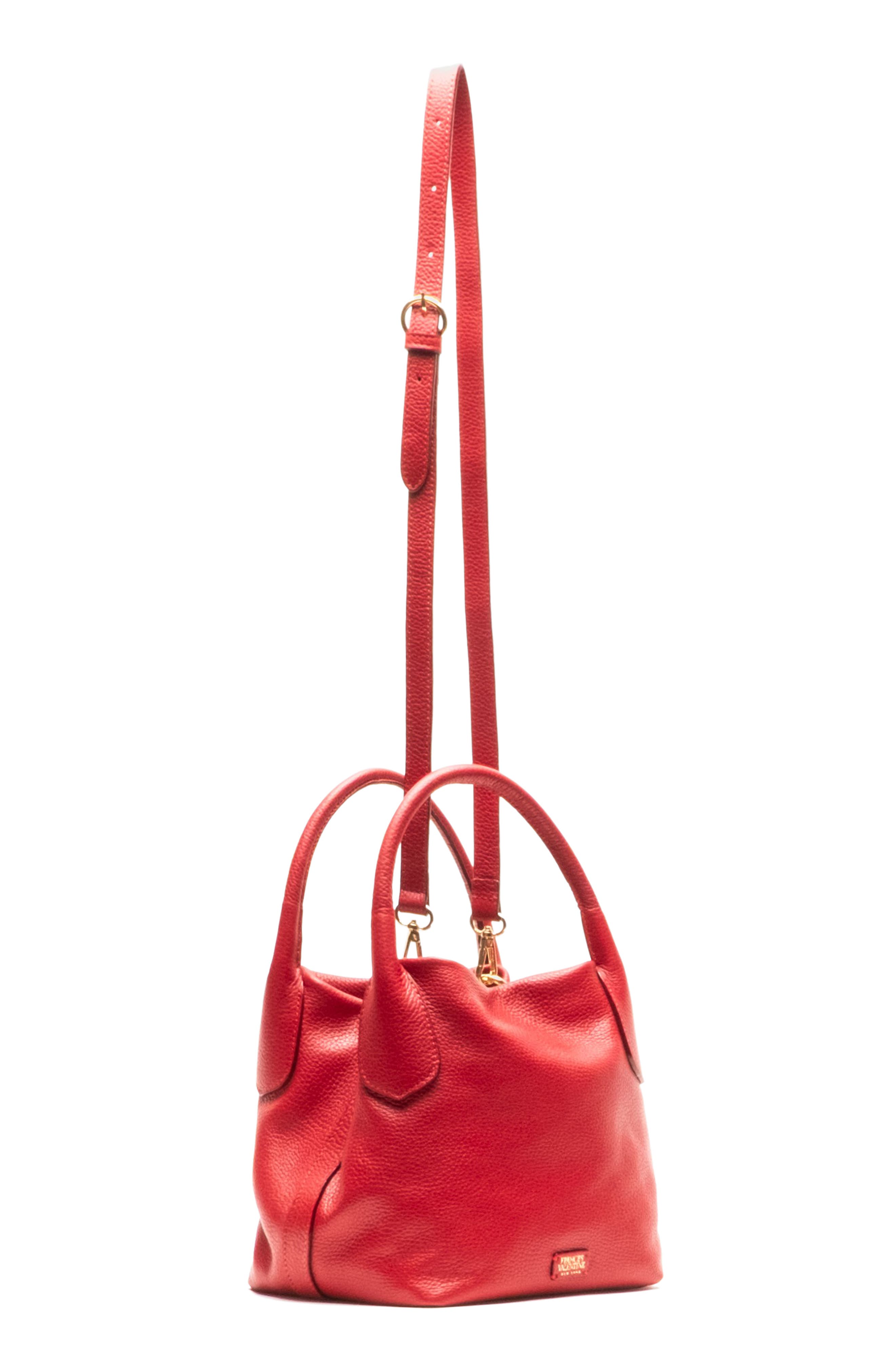 Frances Valentine Mini Sweet Pea Tumbled Leather Handbag, Alternate, color, Red