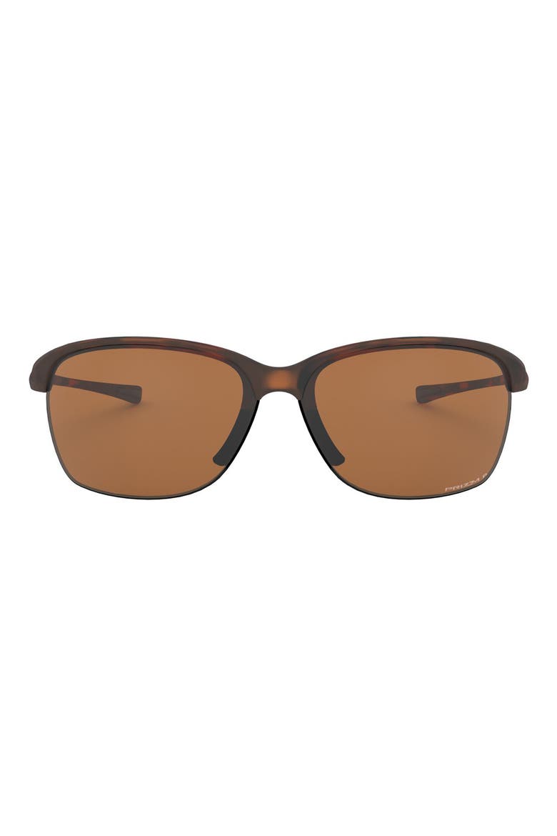 65mm Oversize Polarized Rectangular Sunglasses, Main, color, MATTE TORTOISE/ BROWN
