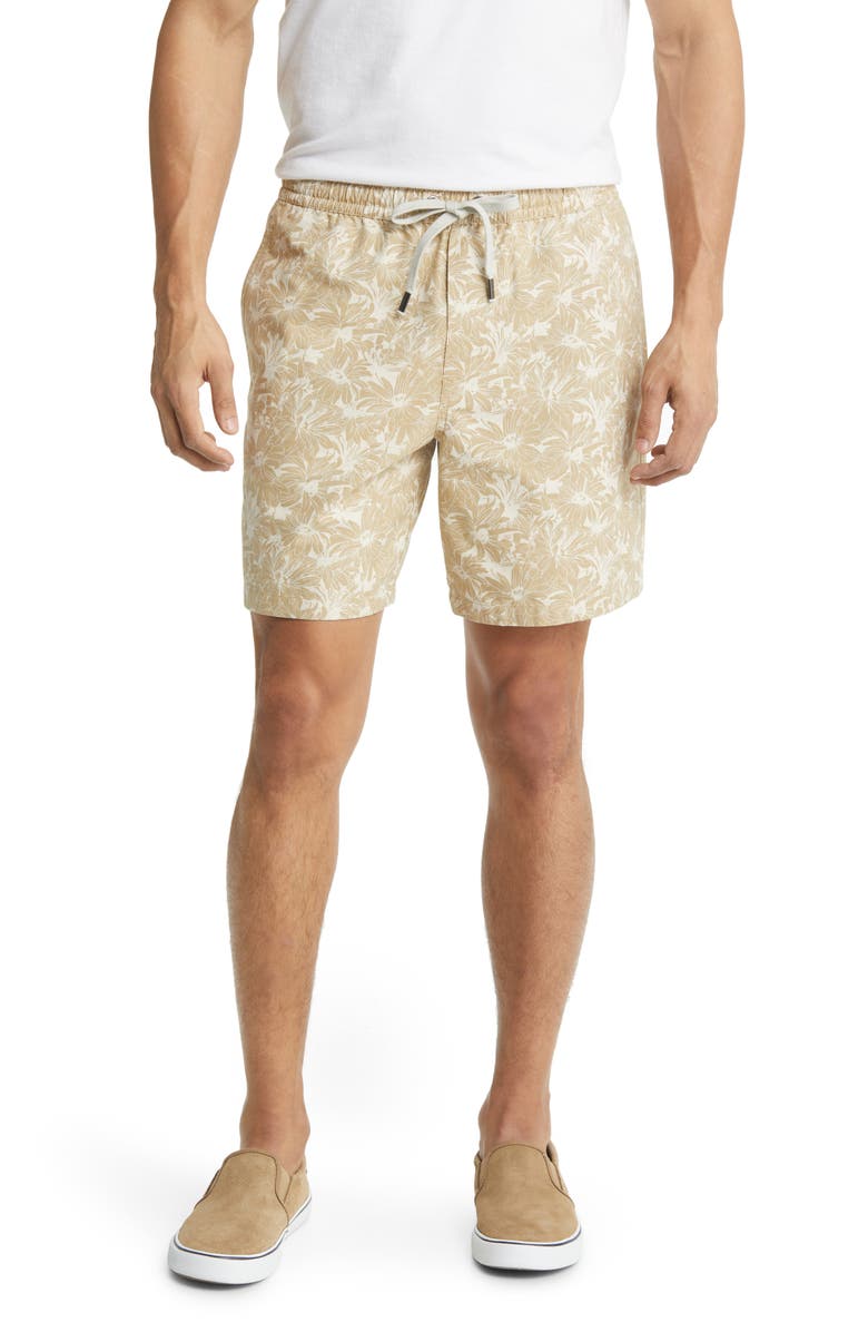 Rodd & Gunn Main Beach Floral Stretch Cotton Drawstring Shorts, Main, color, Wheat