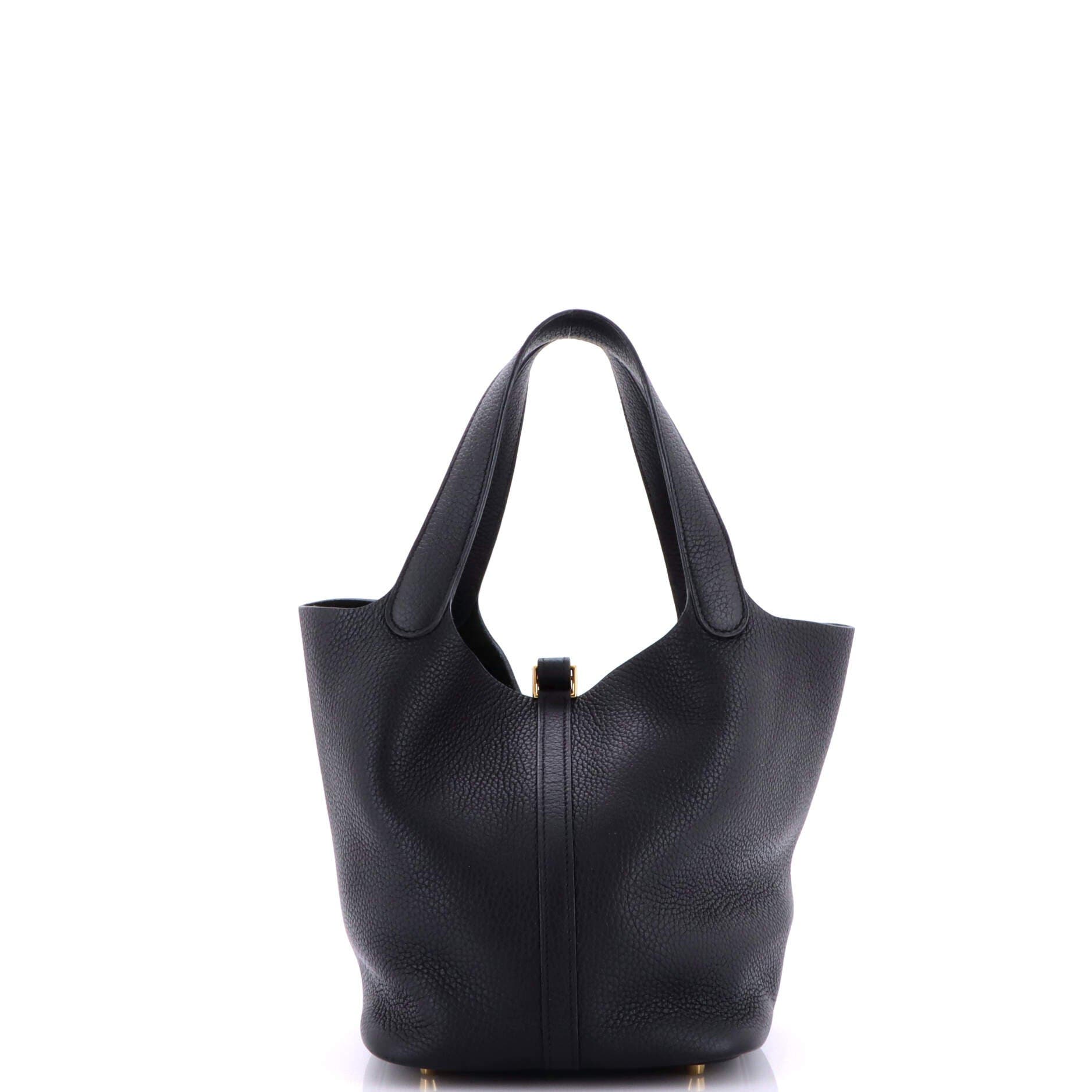 Pre-Owned Hermes Picotin Lock Bag Clemence MM, Alternate, color, Noir