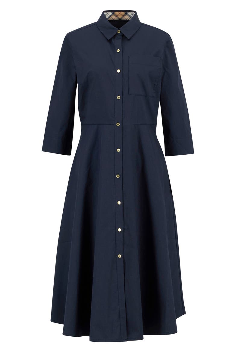 Saffron Cotton Fit & Flare Midi Shirtdress, Alternate, color, DARK NAVY