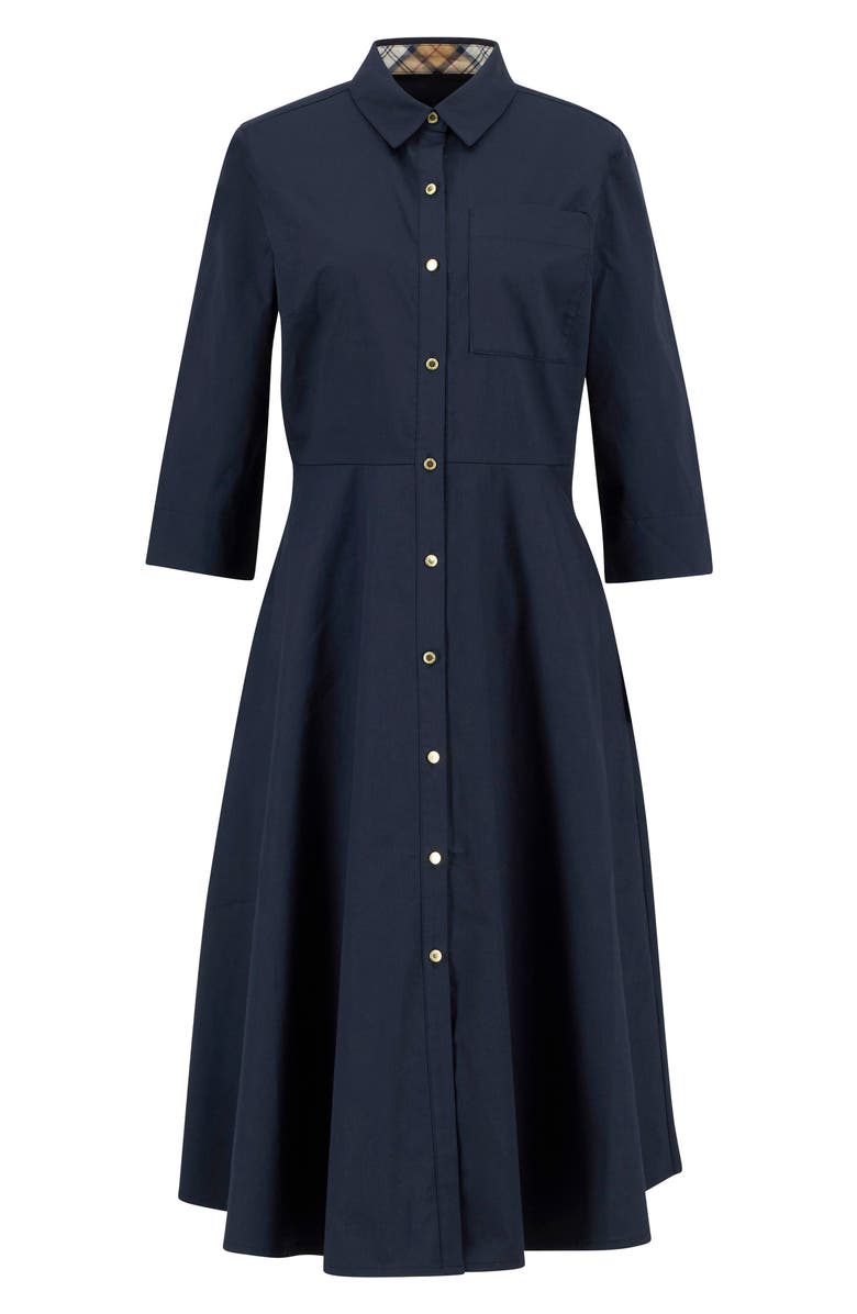 Barbour Saffron Cotton Fit & Flare Midi Shirtdress, Alternate, color, Dark Navy