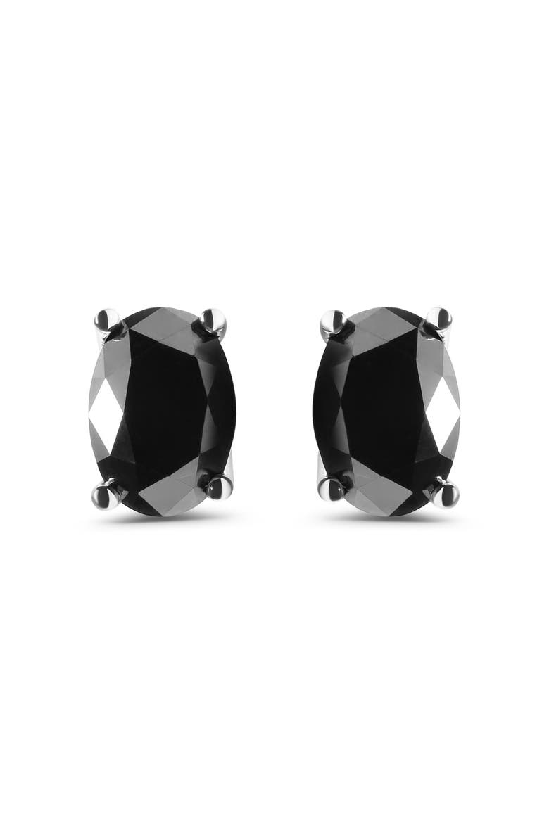 14K White Gold 3.00 Cttw Black Diamond Solitaire Stud Earrings, Main, color, White