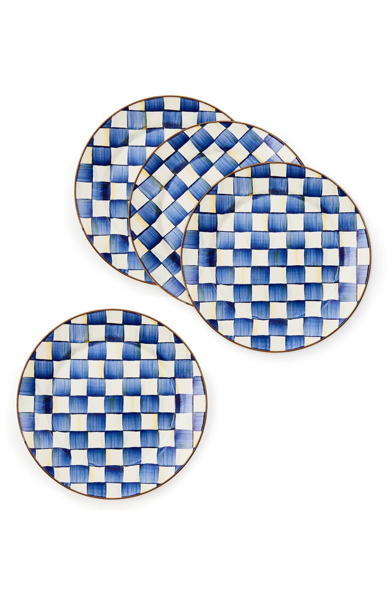 MACKENZIE CHILDS Royal Check Set of 4 Chargers, Alternate, color, Blue/ White