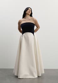 11 Honoré Strapless Color-Blocked Satin Gown