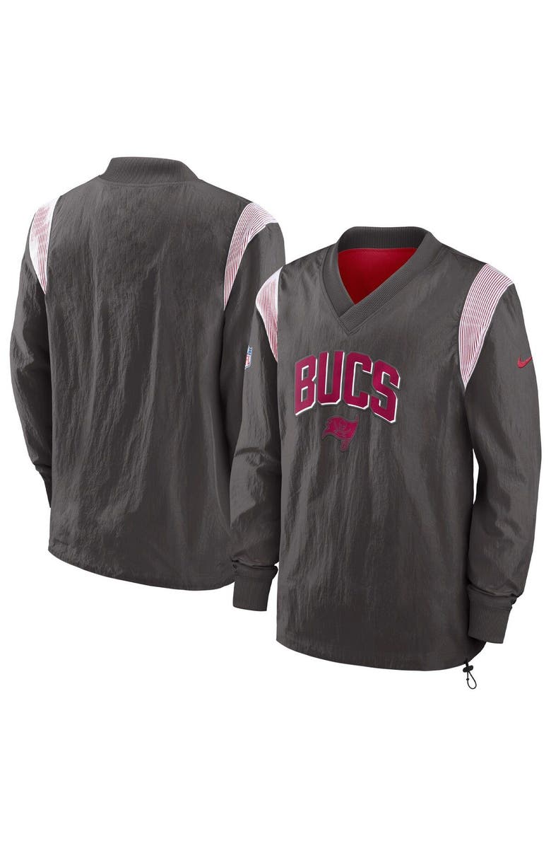 Nike Men's Nike Pewter Tampa Bay Buccaneers Sideline Athletic Stack V-Neck Pullover Windshirt Jacket, Main, color, Pewter