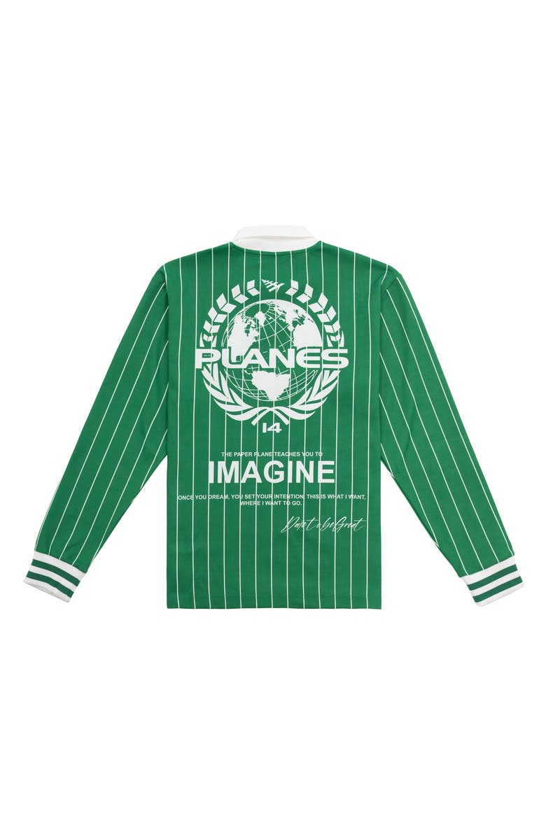 PAPER PLANES Pinstripe Soccer Rugby Shirt, Alternate, color, Kelly Green