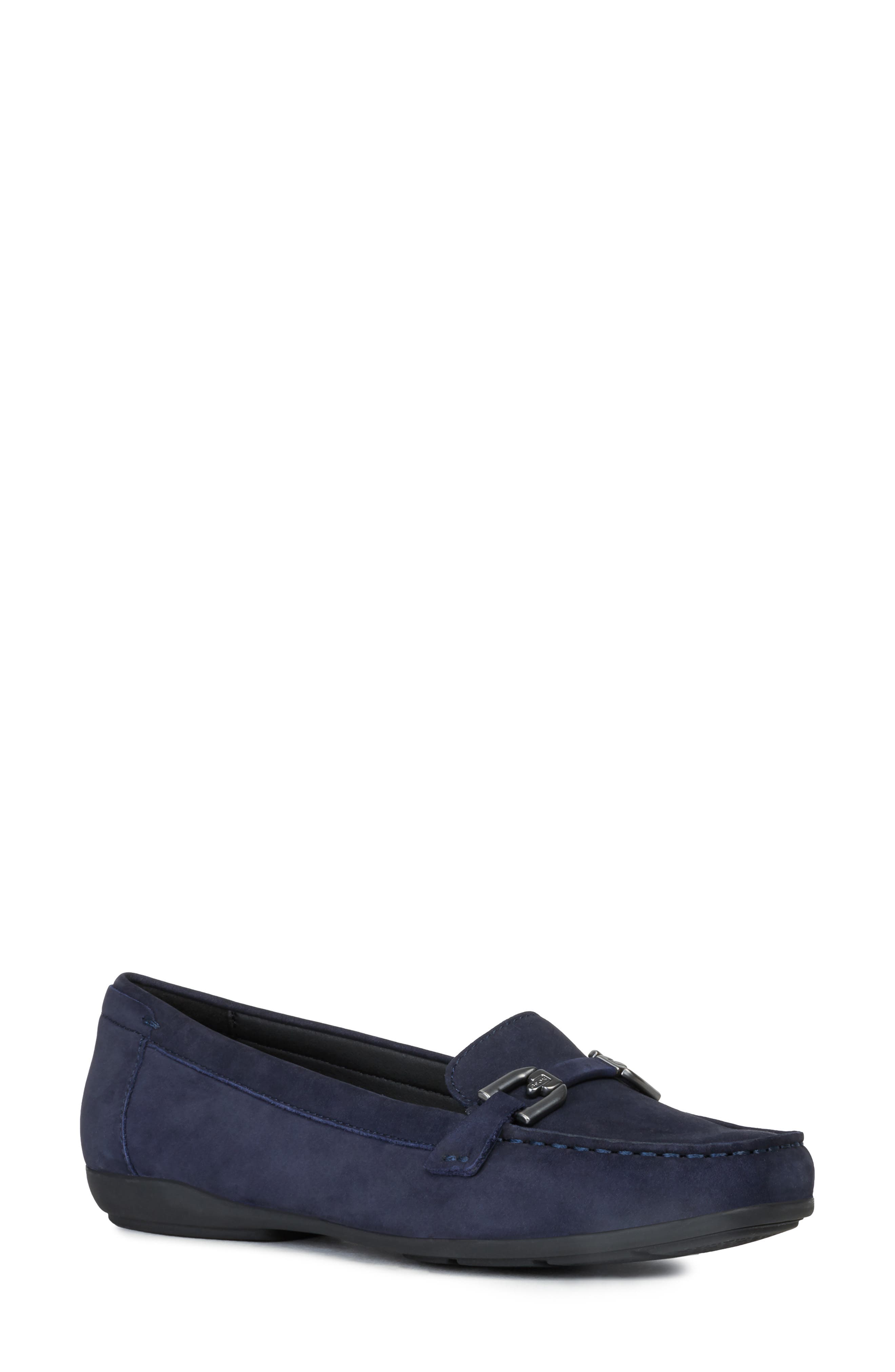 Geox Annytah Waterproof Loafer, Main, color, Dark Blue Nubuck Leather