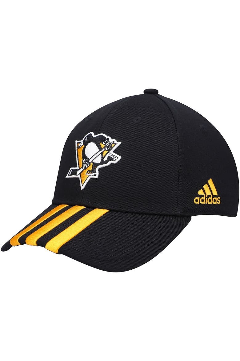 Men's adidas Black Pittsburgh Penguins Locker Room Three Stripe Adjustable Hat, Main, color, BLACK
