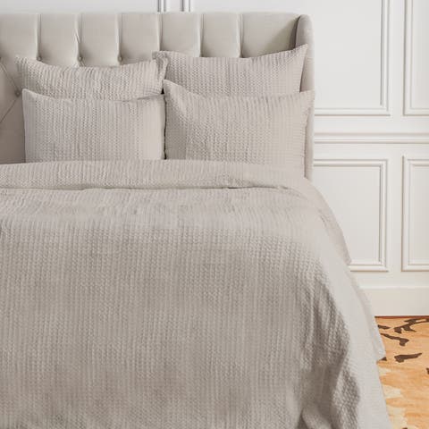 Pearl Grey Waffle Queen Coverlet