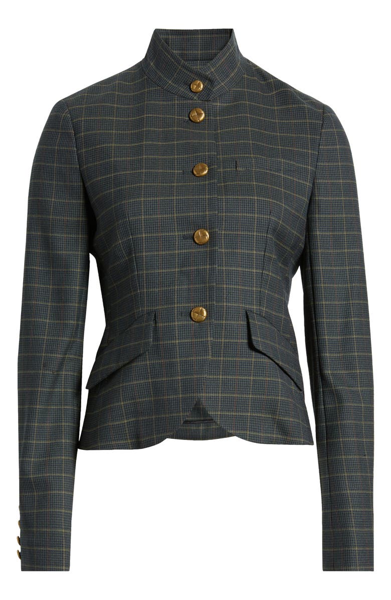 rag & bone Slade Plaid Crop Wool Blend Blazer, Alternate, color, Green Multi Plaid