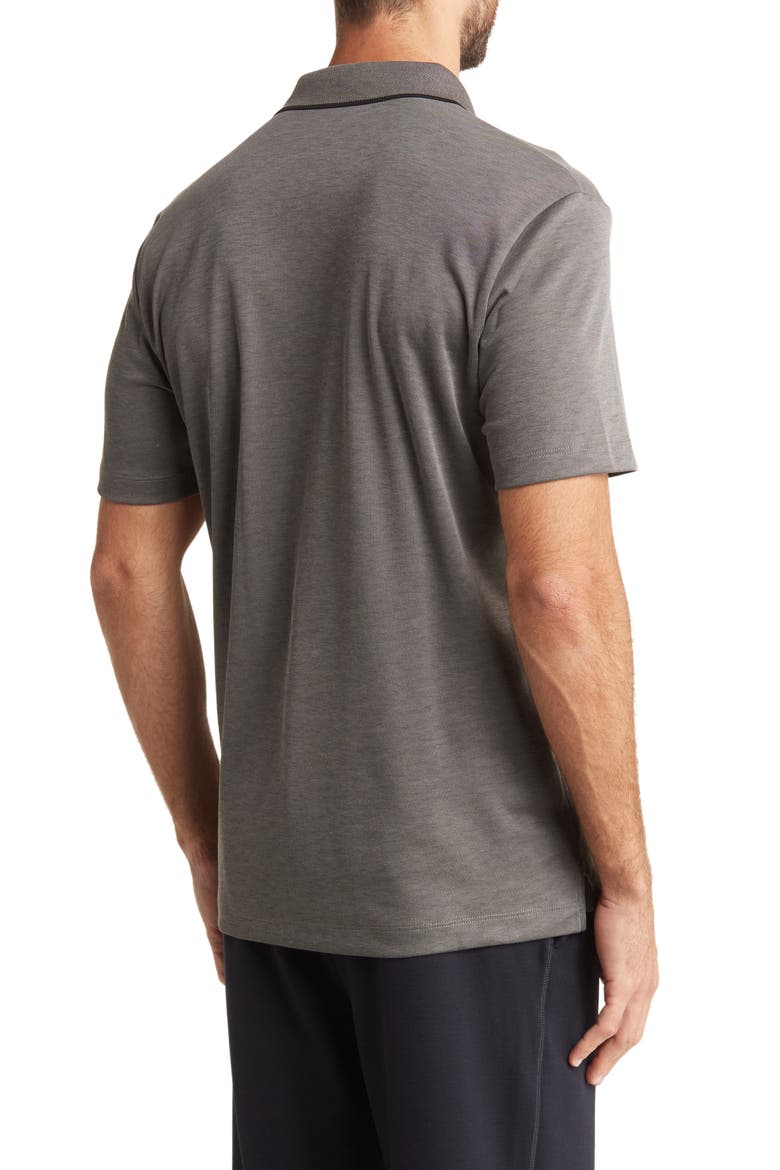 Button Front Polo, Alternate, color, STONE GREY/ BLACK