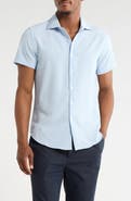 DENIM AND FLOWER Mélange Short Sleeve Tech Button-Up Shirt