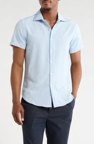 DENIM AND FLOWER Mélange Short Sleeve Tech Button-Up Shirt