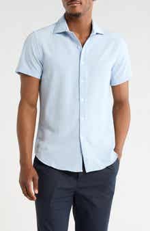 DENIM AND FLOWER Mélange Short Sleeve Tech Button-Up Shirt