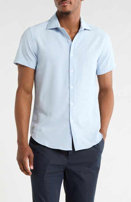 DENIM AND FLOWER Mélange Short Sleeve Tech Button-Up Shirt