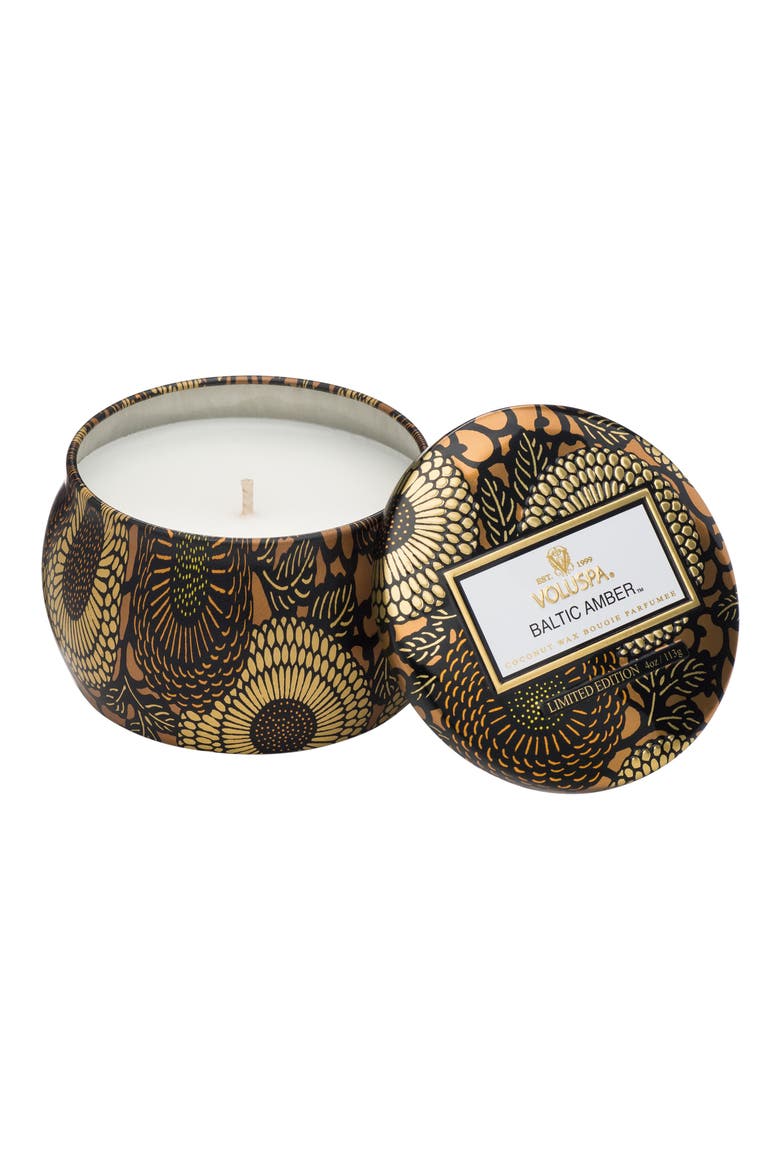 Japonica Baltic Amber Petite Decorative Tin Candle, Main, color, BALTIC AMBER
