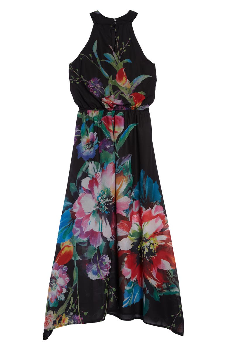 Ava & Yelly Floral Print Chiffon Maxi Dress, Alternate, color, 