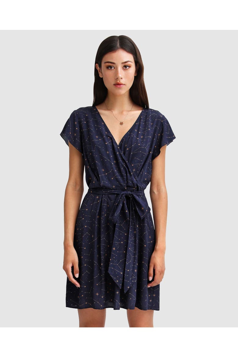 I'm The Star Wrap Dress, Alternate, color, Navy
