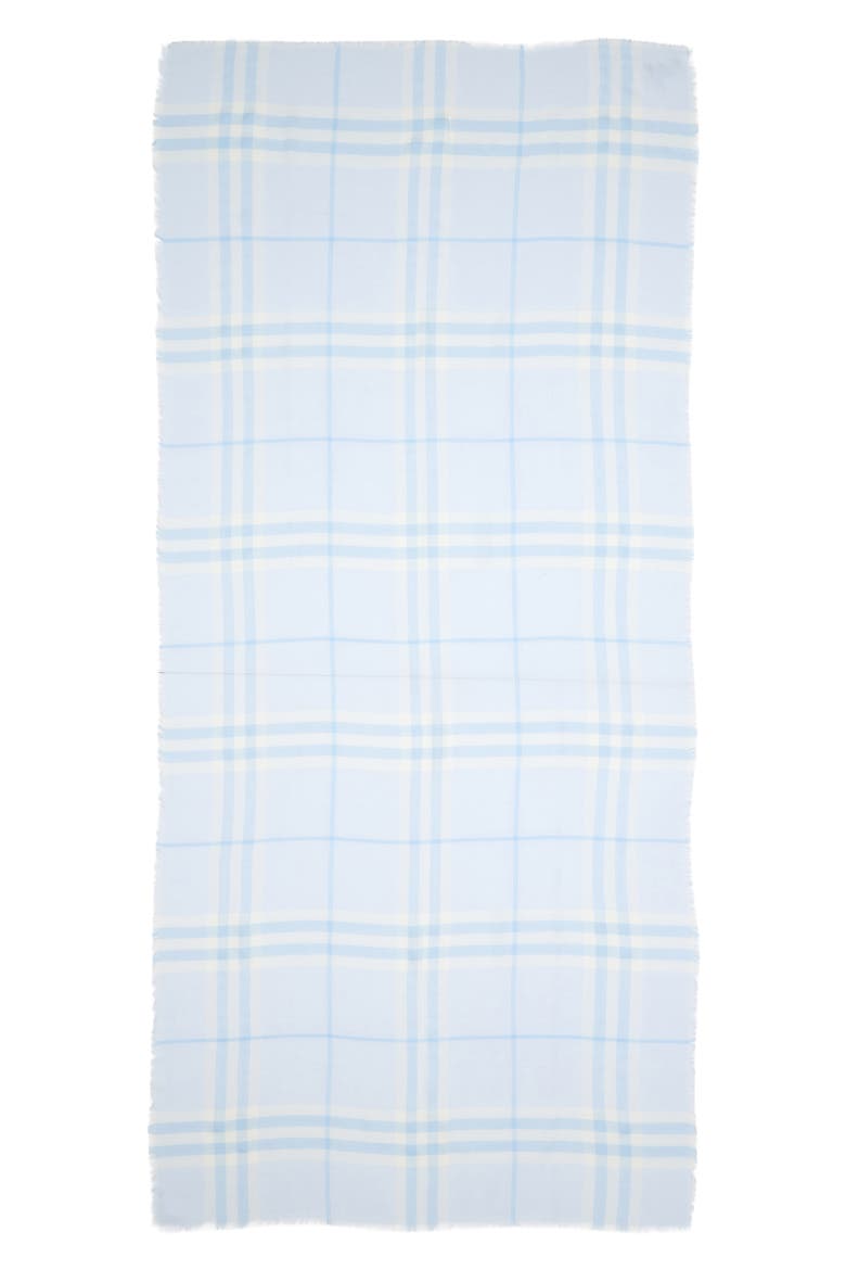 Giant Check Wool Gauze Fringe Scarf, Main, color, CIRRUS BLUE