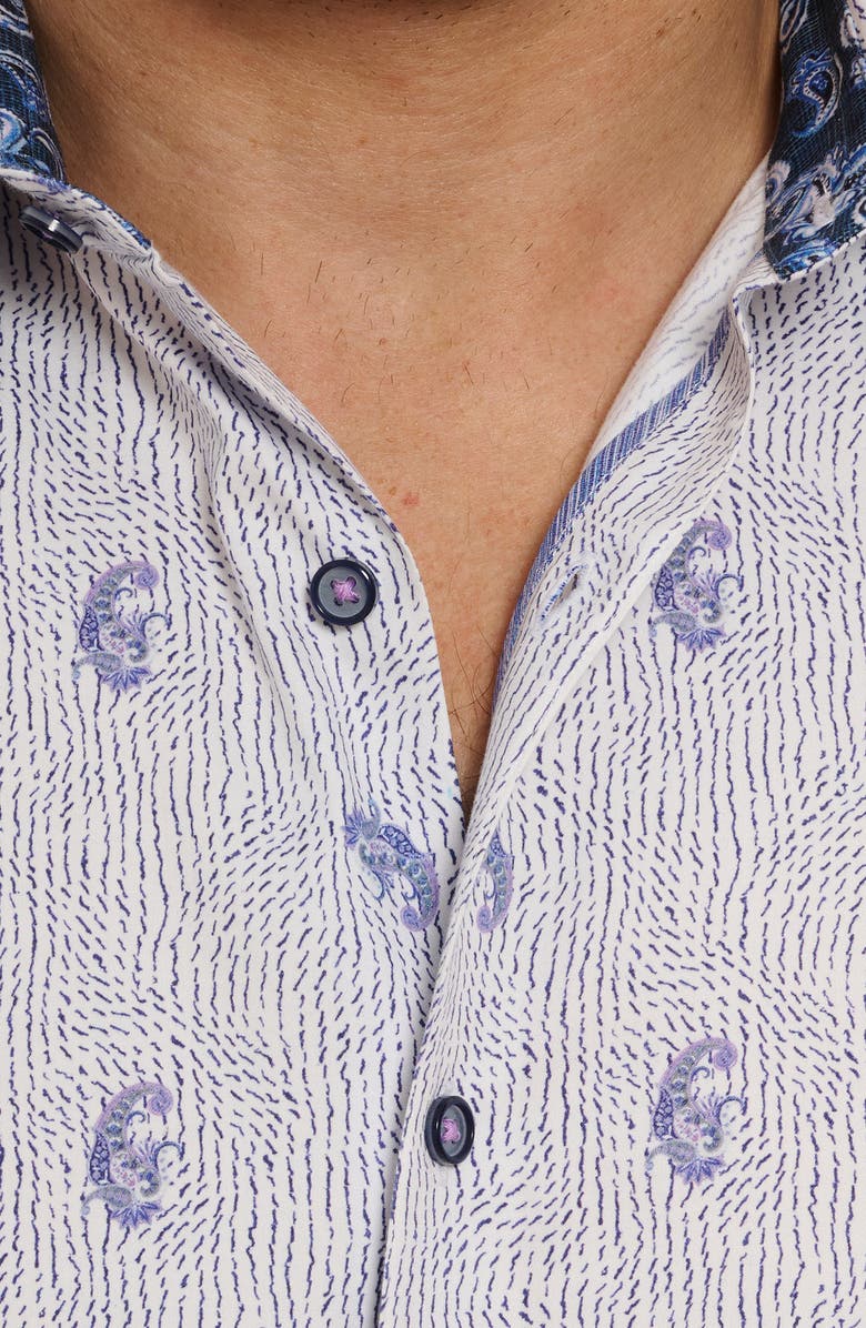 Robert Graham Belmond Short Sleeve Shirt, Alternate, color, White