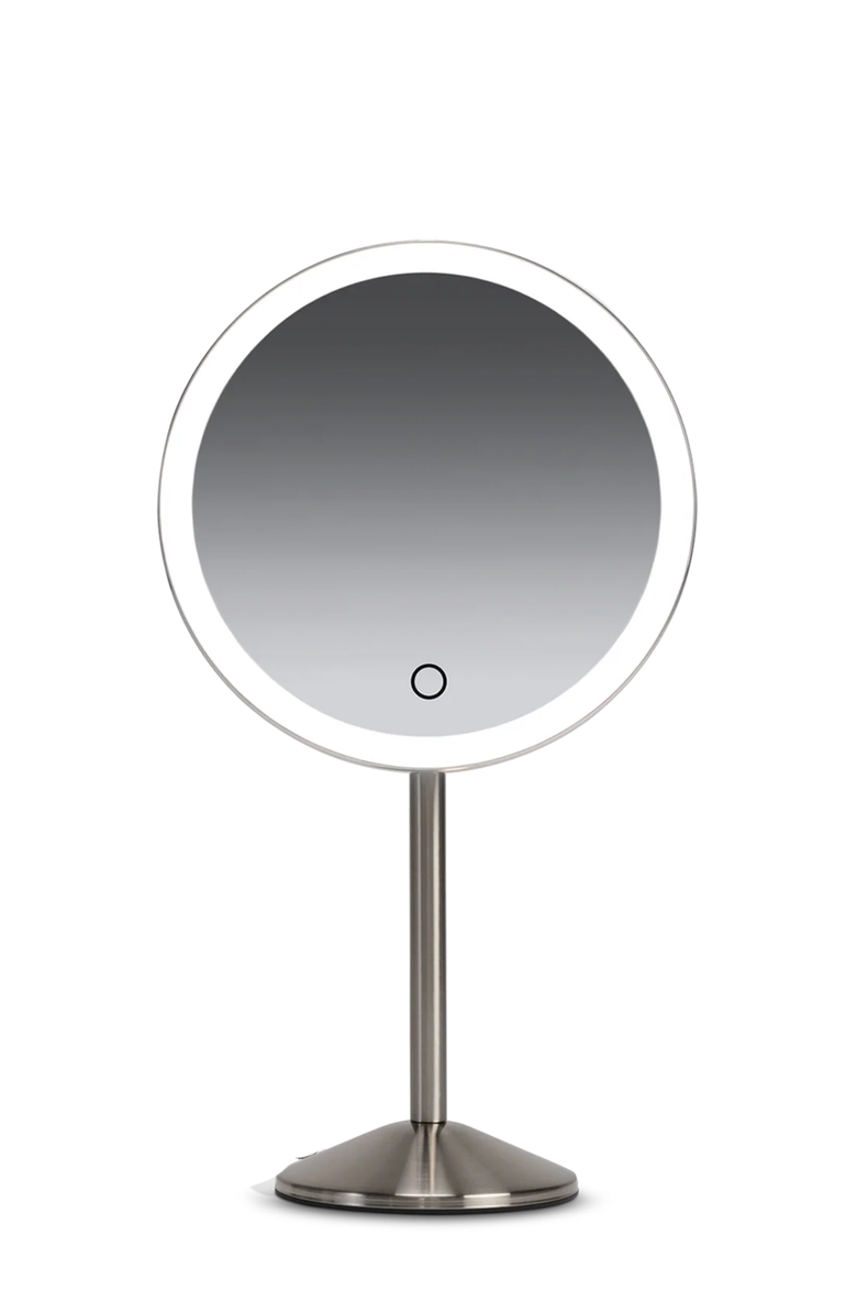 Ilios Lighting Modern Portable Rechargeable Magnetic 5x Magnication Table Mirror, Main, color, Silver