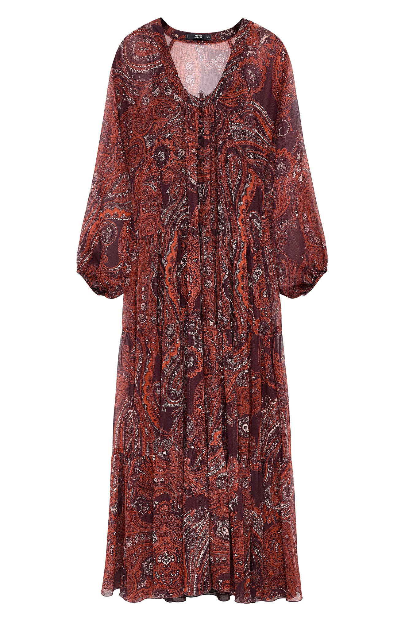 Paisley Print Long Sleeve Maxi Dress - image 2