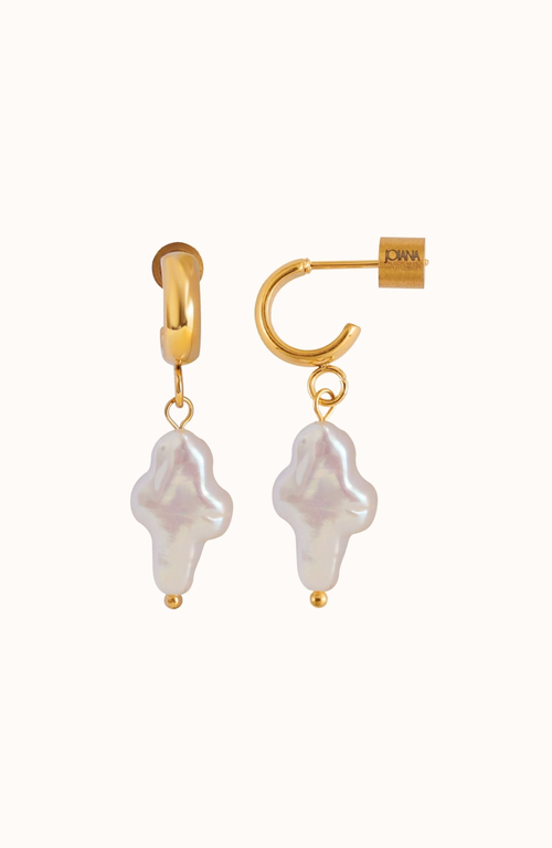Joiana Jewelry Mini Pearl Cross Earrings In Gold
