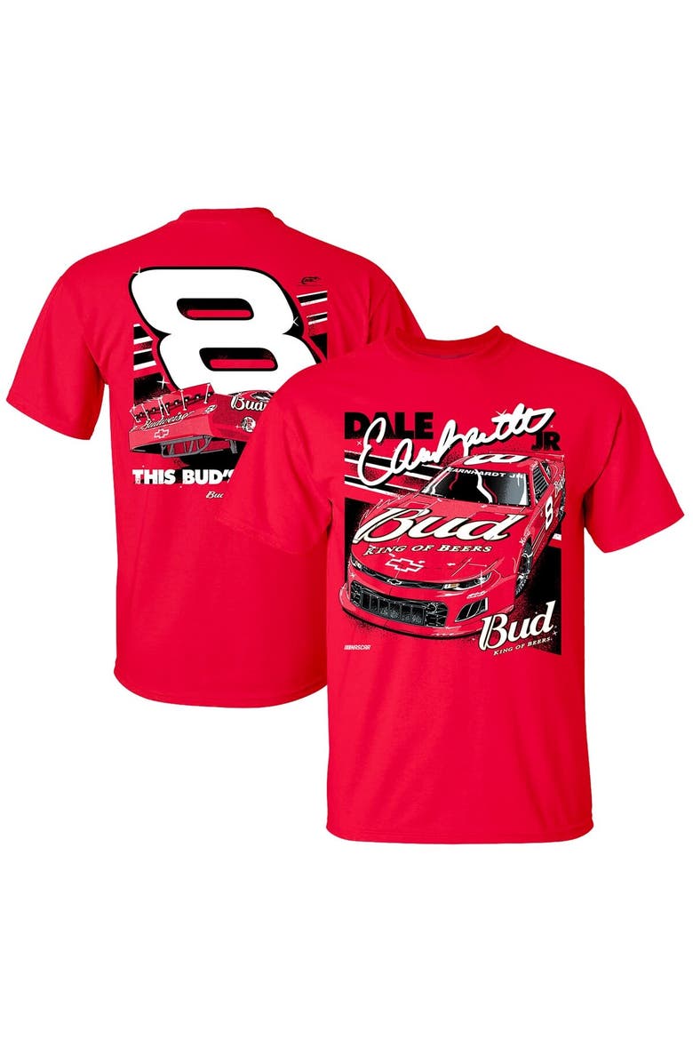JR MOTORSPORTS OFFICIAL TEAM APPAREL Men's JR Motorsports Official Team Apparel Red Dale Earnhardt Jr. Budweiser Car T-Shirt, Main, color, Red