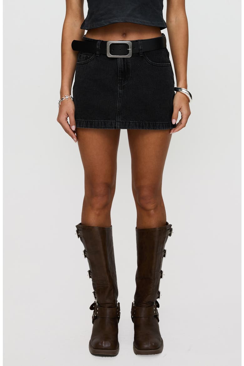 Dickei Denim Miniskirt, Main, color, BLACK