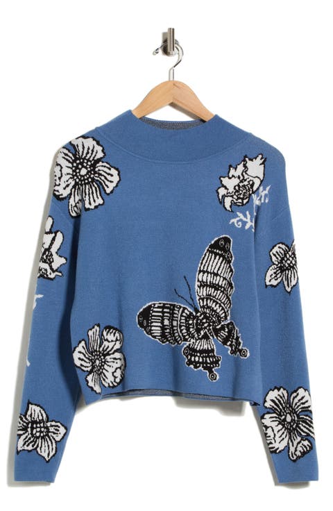 Mock Neck Jacquard Sweater