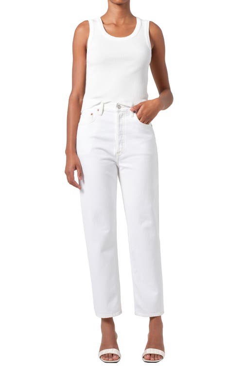 Agolde Riley Crop High Rise Stretch Jeans In Sour Cream In Marshmallow (clean White)