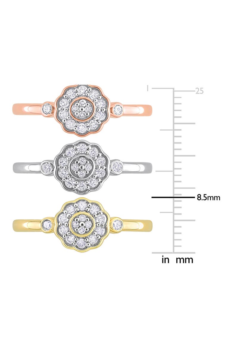 3-Piece Assorted Diamond Flower Rings, Alternate, color, WHITE