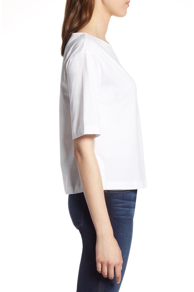 Boat Neck Cotton Top, Alternate, color, WHITE