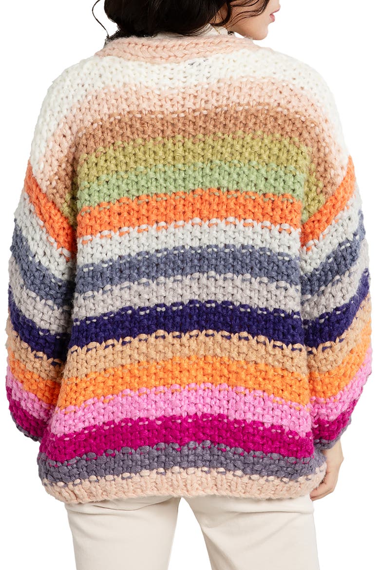 Mayflower Stripe Crochet Cardigan, Alternate, color, BEIGE MULTI