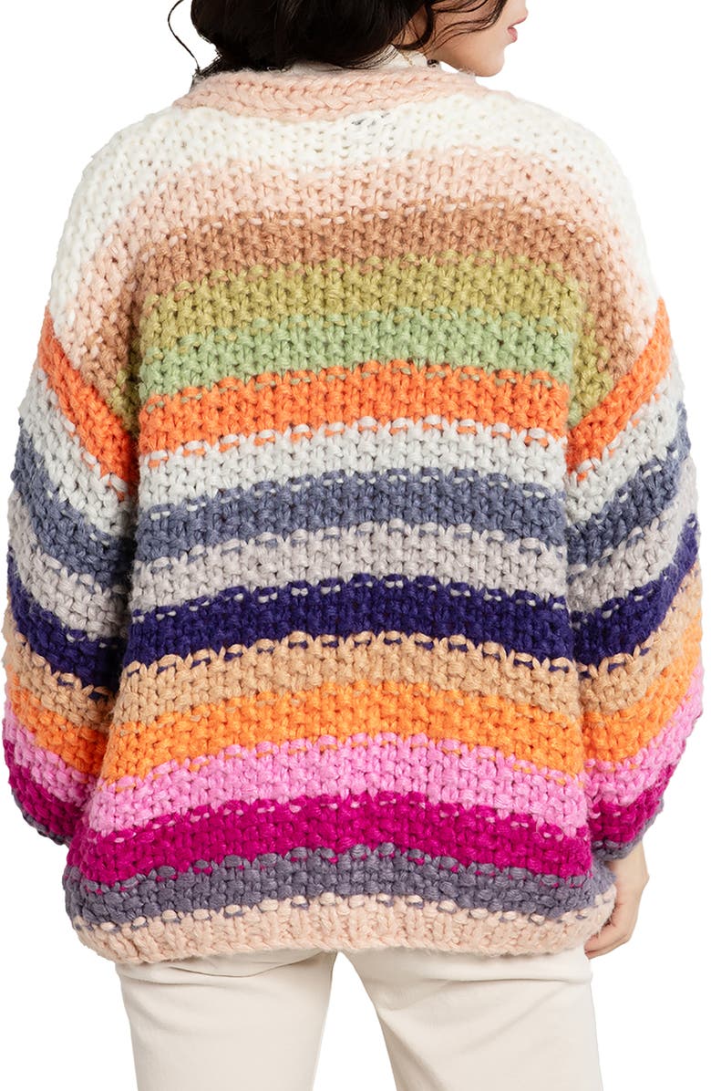 SAACHI Mayflower Stripe Crochet Cardigan, Alternate, color, Beige Multi