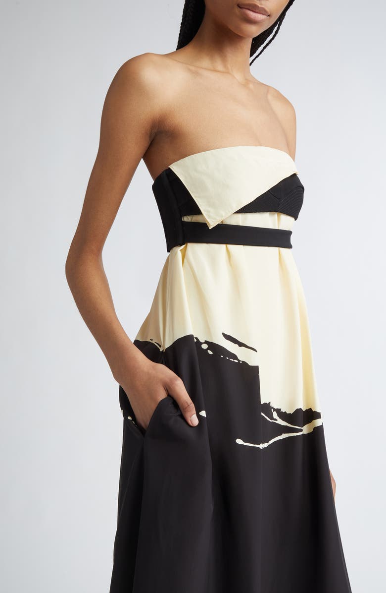 Proenza Schouler Ophelia Print Strapless Dress, Alternate, color, 