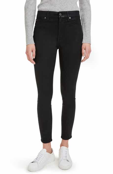 Coated High Waist Ankle Skinny Jeans