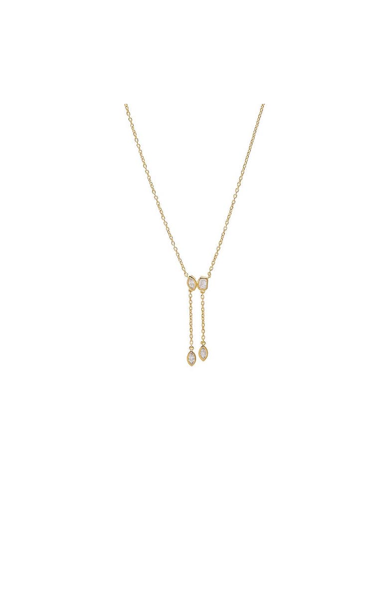 BY ADINA EDEN Lab Grown Diamond Marquise/Emerald Bezel Drop Chain Lariat, Main, color, Gold