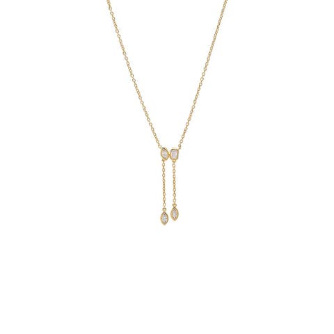 Lab Grown Diamond Marquise/Emerald Bezel Drop Chain Lariat