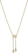 BY ADINA EDEN Lab Grown Diamond Marquise/Emerald Bezel Drop Chain Lariat