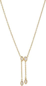 BY ADINA EDEN Lab Grown Diamond Marquise/Emerald Bezel Drop Chain Lariat