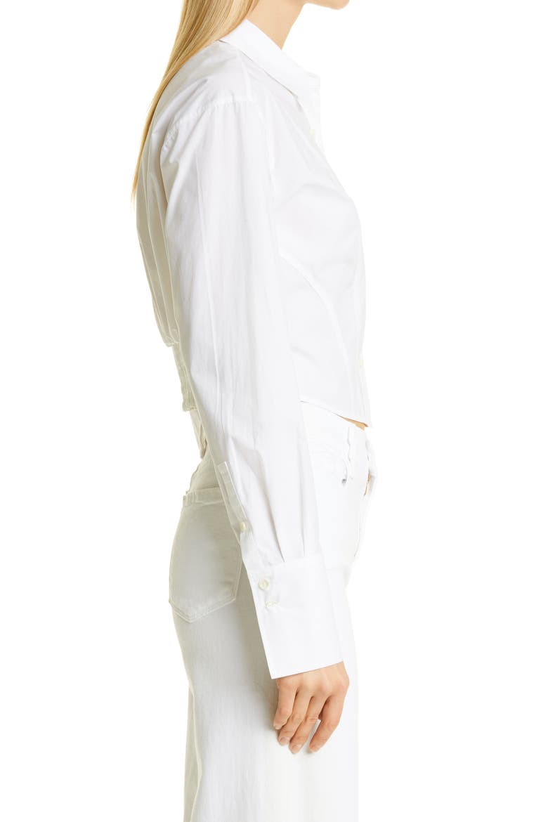 Crop Organic Cotton Button-Up Blouse, Alternate, color, BLANC