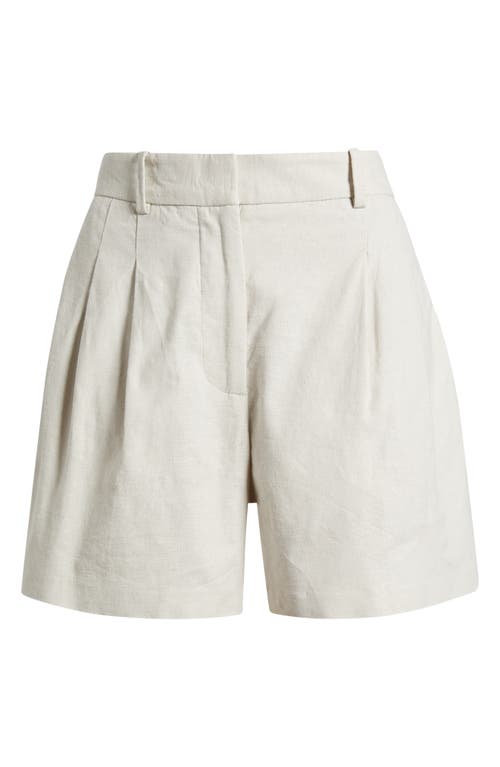 Open Edit Everyday Pleated Linen Blend Shorts In Grey Moonbeam