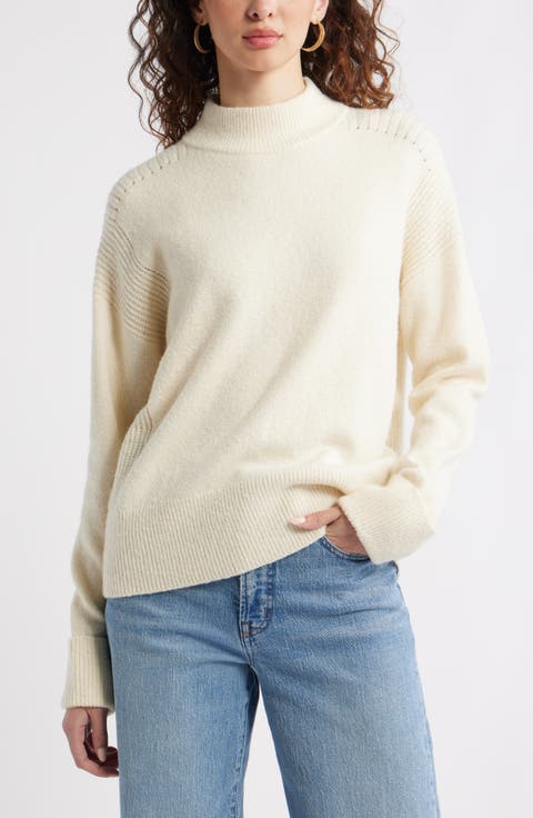 Rib Detail Mock Neck Sweater